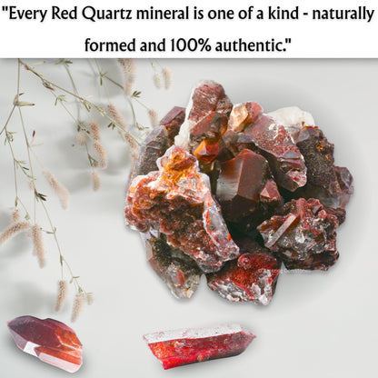 Amazing Gemstone Red Hematoid Quartz Crystals and Healing Stones Mineral Specimen - Premium Semi Precious Gem Stones for Spiritual Growth - Healing Geode Cluster Point for Meditation