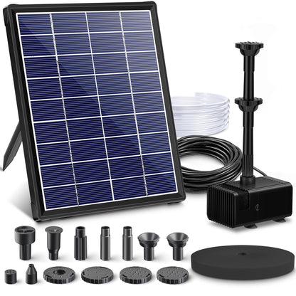 Biling 6.5W Solar Fountain for Bird Bath, Solar Water Pump with Multiple Nozzles, Solar Water Feature for Garden Yard Small Fish Pond, Attracts Birds with Flowing Water