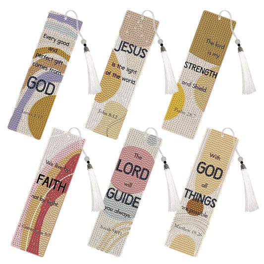 Bible Verse Diamond Art Bookmarks - 6 PCS DIY Boho Diamond Painting Bookmarks Kits Religions Aesthetic Christian Art Craft Inspirational Christmas Birthday Gift for Book Lovers Adult Beginners