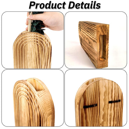 Set of 2 Wooden Vases with Pampas Grass and Eucalyptus – Boho Decor for Living Room, Modern Farmhouse Entryway or Bathroom, Rustic Art for Home Decoration