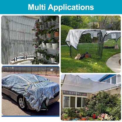 LOVE STORY 85% 20x30FT Aluminum Shade Cloth Reflective Sun Shade Cover Silver Tarp with Grommets for Car Garden Patio Kennel