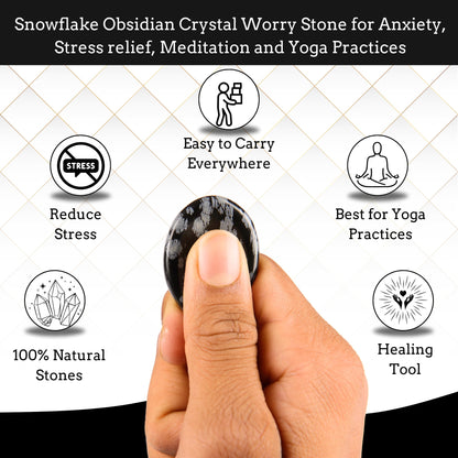 Anaya Agate Snowflake Obsidian Worry Stones Certified Crystal Thumb Worry Stone for Anguish Relaxing and Soothing Balance Stones for Meditation, Stress Relief Crystals and Healing Stones for Men Women