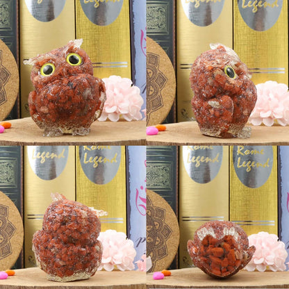 LAIDANLA Red Jasper 2.4" Owl Statue Natural Healing Crystal Cute Owl Animal Red Figurine Pocket Sculpture Reiki Spiritual Energy Gemstone Home Office Room Desk Decor Gifts for Women Men