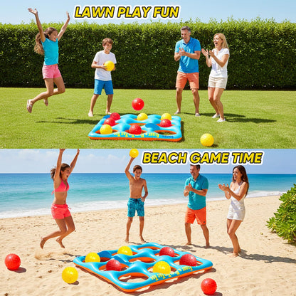 Luottis Inflatable Tic Tac Toe Pool Game Set – Pool Toys with 10 Balls, Fun for Kids, Teens, Adults, Family, Party, Beach, Outdoor & Indoor, 2-10 Players