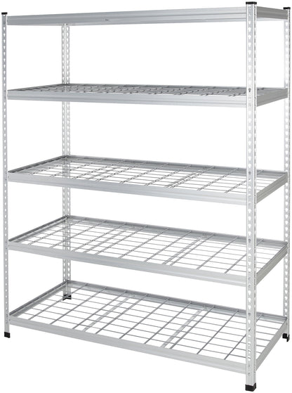 Amazon Basics Heavy Duty 5 Shelf Storage Shelving Unit, High-Grade Aluminum, Shelves, Adjustable Height, 60" x 24" x 78", Silver