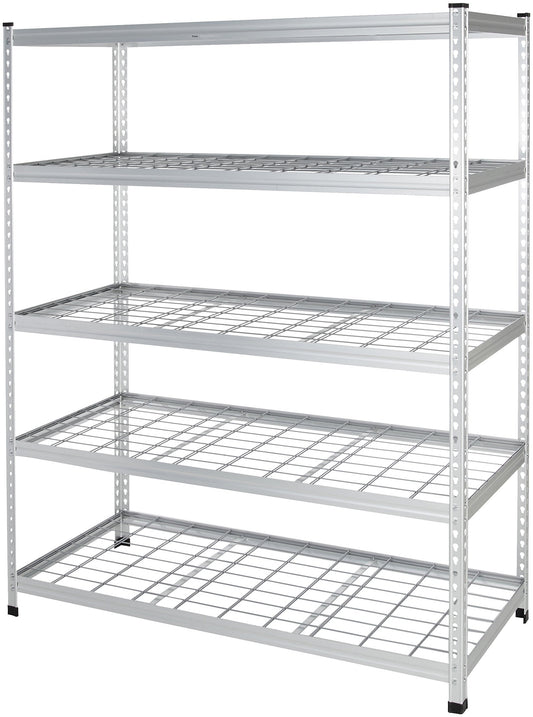 Amazon Basics Heavy Duty 5 Shelf Storage Shelving Unit, High-Grade Aluminum, Shelves, Adjustable Height, 60" x 24" x 78", Silver