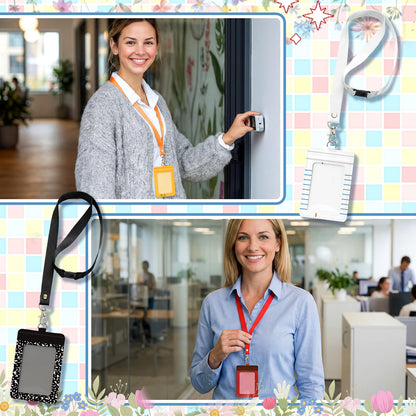 Harloon 6 Pcs Teacher ID Badge Holder with Lanyard Teacher Appreciation Gifts PU Cute Composition Notebook Pencil Crayon Apple ID Badge Holder for Teachers' Day Stuff Office Graduation Gift (Colorful)