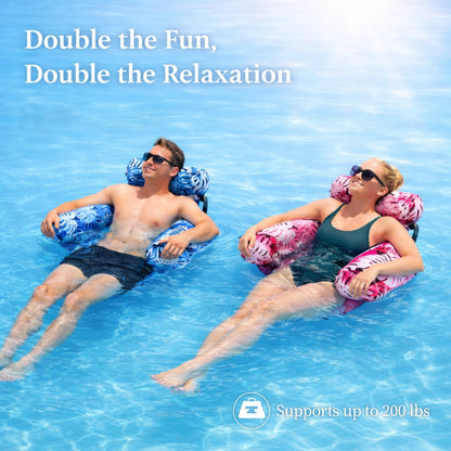 Pool Floats Adult 2 Pack, Inflatable Pool Float Chair, Portable Water Hammock for Summer Pool & Beach