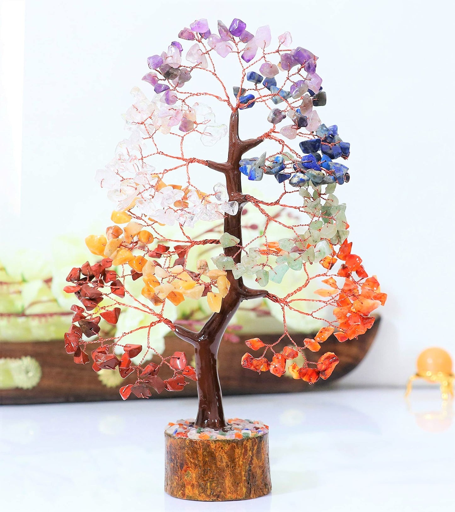 Crocon® 7 Chakhra Crystals Tree, Birthday Gifts for Women & Men, House Decor for Shelf, Healing Crystals, Spiritual Gift Decor, House Warming Gifts New Home, Birthday Gift for Mom Sister
