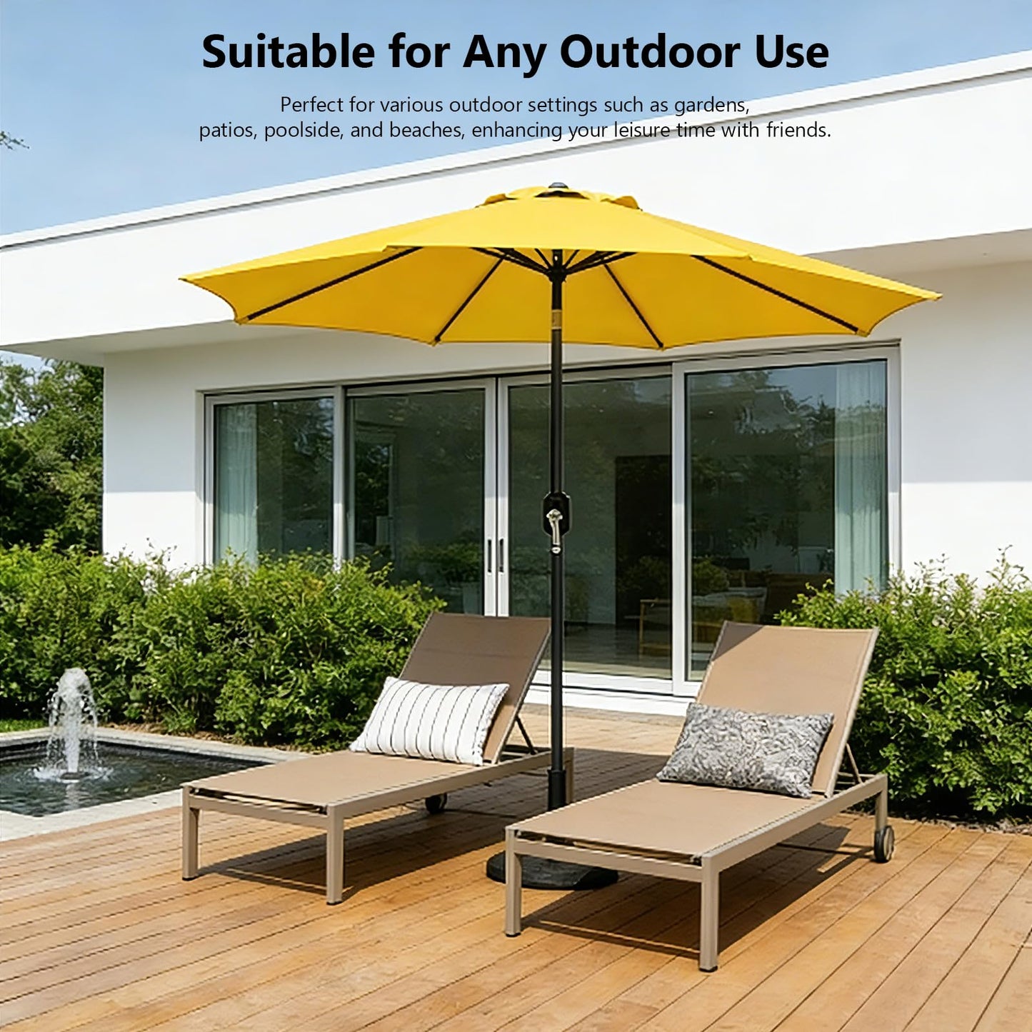 MAKE CHANGES 9FT Patio Umbrella 2 Pack, Set of 2 Outdoor Table Market Umbrella with Push Button Tilt & Crank, 8 Sturdy Ribs Waterproof UV Protection Fade-Resistant for Garden, Deck, Backyard, Pool