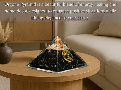 Amazing Gemstone Large Black Tourmaline Orgone Pyramid Crystal, Tree of Life Orgonite Pyramid, Positive Energy Healing