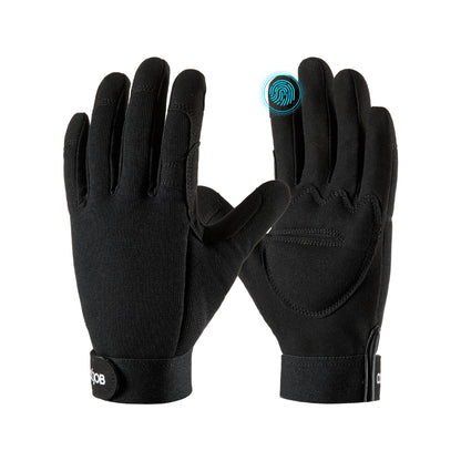 COOLJOB Thorn Proof Garden Gloves with Touchscreen Fingers for Men, Rose Pruning Work Gloves with Palm Cushion for Gardener, Farmer and Landscaper (Black 1 Pair Large)