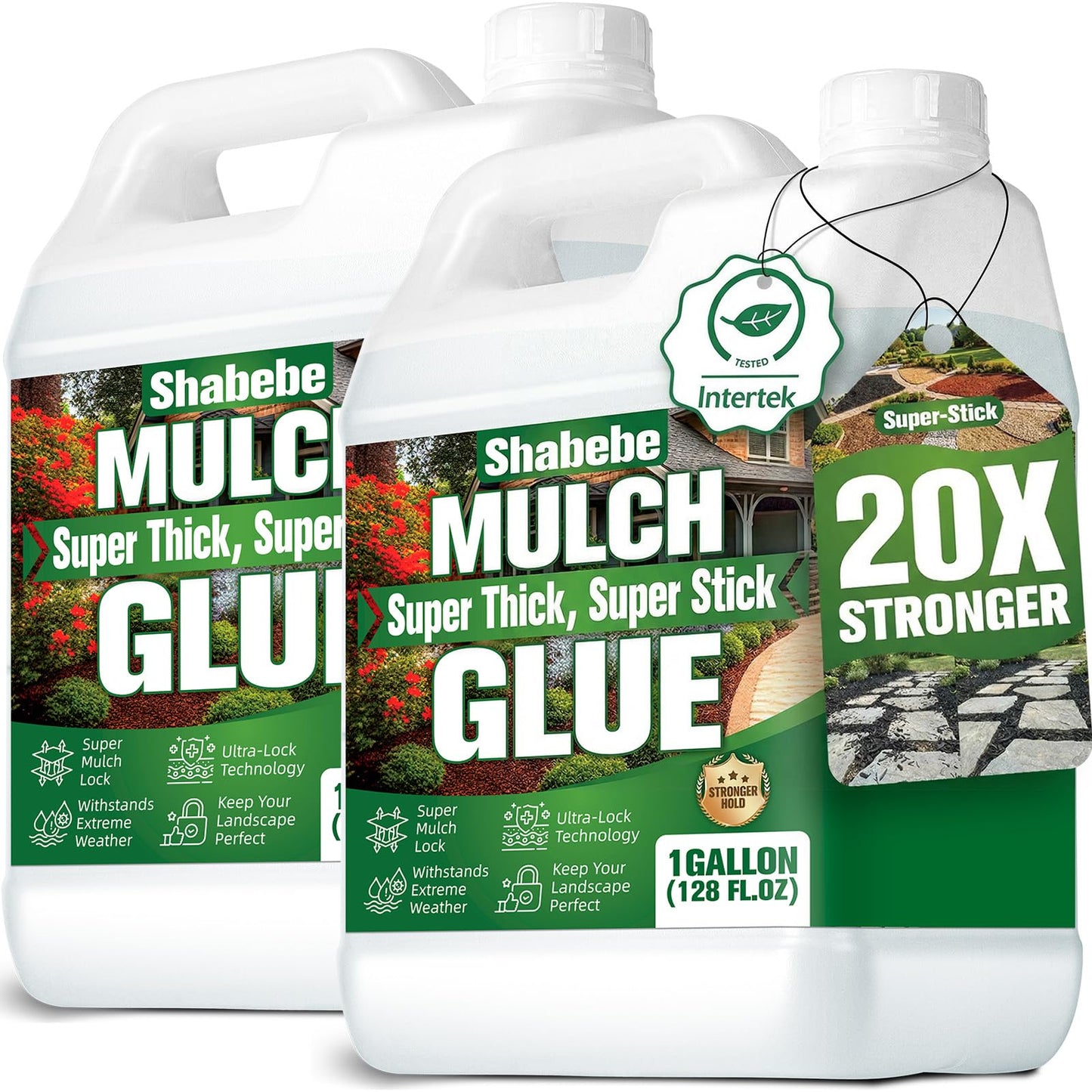 Shabebe Mulch Glue 2 Gallons - Super Stick Rock Glue for Landscaping Gravel Binder for Pea Gravel, Long-Lasting & Non-Toxic, Covers 2X More Area Pebble Gravel Hold for Paths, Patios & Garden Borders