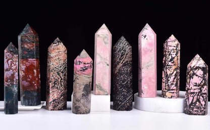 Rhodonite Stone Tower Obelisk Healing Crystal Stone Wand Natural Reiki Meditation Gifts 1.7-2.2 LBS