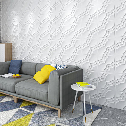 Art3dwallpanels 33 Pack 3D Wall Panel, 2 Different Effects PVC Textured Wall Panels for Interior Wall Décor, 12 x12 Inch Cover 32.Sq.Ft, White