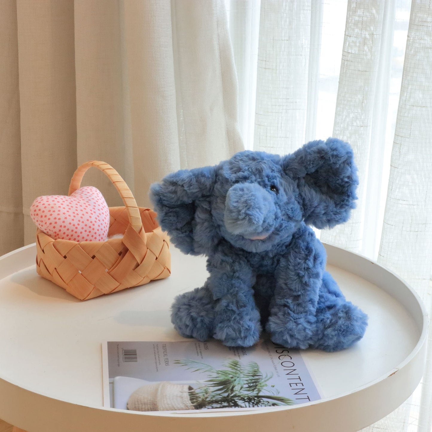 Hopearl Adorable Plush Calf Elephant Toy Floppy Elephish Ultra Soft Stuffed Animal for Boys Girls Kids Toddlers, Blue, 9''