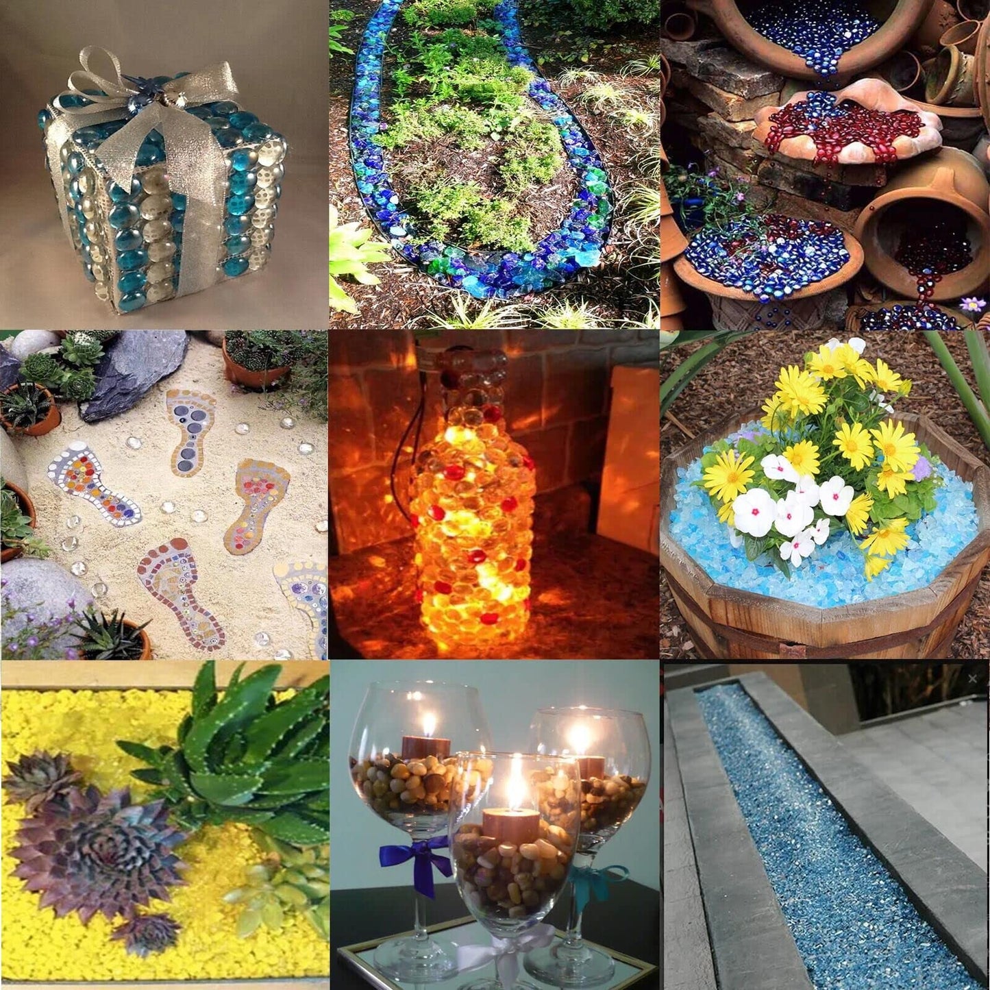 Kleuete 10 Pound Fire Pit Glass 1/2 Inch Reflective Round Fire Glass Drops Beads Rocks for Natural or Propane Fire Pit and Landscaping Pacific Blue