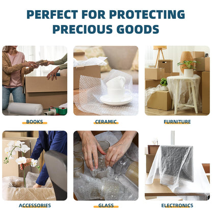 Metronic Bubble Cushioning Wrap 2 Pack 12 Inch x 72ft Total, Dense Bubble Packing Air Wrap Clear Bubble Packing Roll for Shipping and Moving Supplies, Perforated Every 12" (Made in USA)