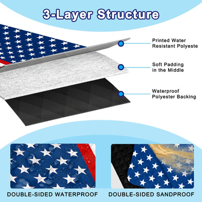 Poedist Extra Large Patriotic Picnic Blanket Waterproof,80"x 80"Foldable Machine Washable Beach Blanket,Outdoor Blanket for 6-8 Adults,Suitable for Indoor Crawling,Park Beach,Camping,Hiking,Travel