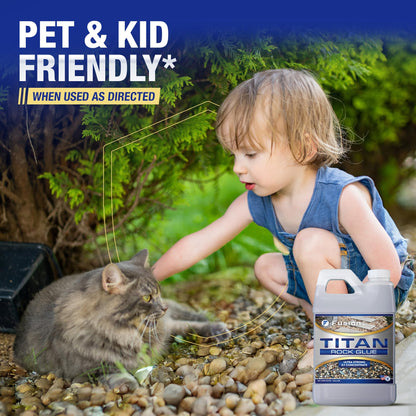 Titan Rock Glue for Landscaping - Stone Glue for Outside Rocks, Small Pebbles, & Pea Gravel, Gravel Binder, Pathway Stabilizer, Long-Lasting Formula, Prevents Erosion (128 Fl Oz) by Fusion Chemical