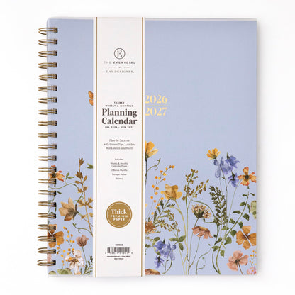 Blue Sky The Everygirl 2026-2027 Weekly and Monthly Academic Year Planner Calendar, July 2026 - June 2027, 8.5" x 11", Flexible Cover, Wirebound, Laminated Tabs, Storage Pocket, Includes Stickers, Stratford Coastal