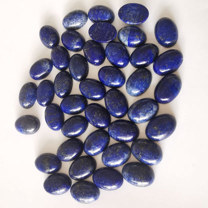 Loveliome 18x13mm Oval Cabochons Flatback Crystal Stone Gemstones Beads for Jewelry Making DIY Pack of 10, Lapis Lazuli