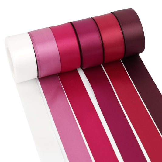 MAYREEL Burgundy Satin Ribbon 1 Inch Dark Red Maroon Ribbon for Gift Wrapping Crafts Wedding Bridal Shower Party Christmas Tree Decorations 6 Rolls 10 Yards Each Color Total 60 Yards