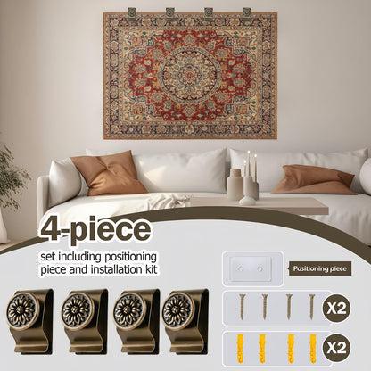 Quilt Hanger for Wall for Display,4 Pack Stainless Steel,Tapestry Hangers,Tapestry Hangers for Walls,(Bronze)