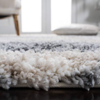 SAFAVIEH Fontana Shag Collection Area Rug - 6'7" x 9', Grey & Ivory, Non-Shedding & Easy to Clean, Plush Thick Pile, Ideal for Living Room, Bedroom, Dining Space (FNT853G)