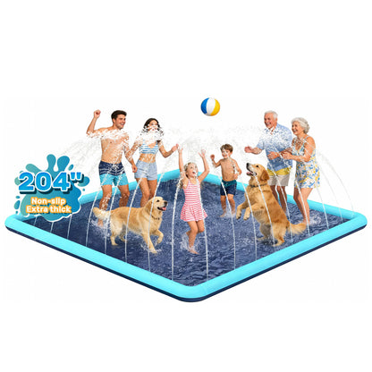 Bilibara 17 FT Gaint Splash Pad for Dogs, Non-Slip Splash Pads for Toddlers 3+, Heavy Duty Thickened Sprinkler Pool Summer Outdoor Water Toys for Backyard, Teal