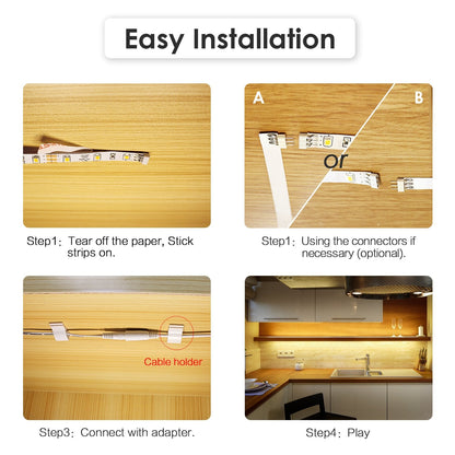 WOBANE Under Cabinet LED Lighting Kit, 6 PCS Dimmable LED Strip Lights with Remote Control Dimmer, 24W Adapter, Hidden 2700K Warm White Set, Bright 1500lm, Timing, Kitchen, Counter, Shelf, Showcase