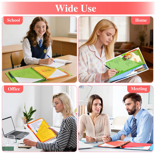 SUQJOY Binder Index Dividers with Tabs, 24 Count 3 Ring Binder Dividers with Pockets, 8 Tab Dividers for 3 Ring Binder, Plastic Sheet Protectors for US Letter Size, 8 Color Tab Dividers,3 Packs