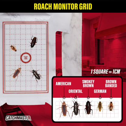 Catchmaster Cockroach Trap with Powerful Food-Based Bait – Glue Traps (10-Pk) Roach Killer for House – Kitchen, Bathroom & Garage, Indoor Pest Control and Bug Catcher Solution