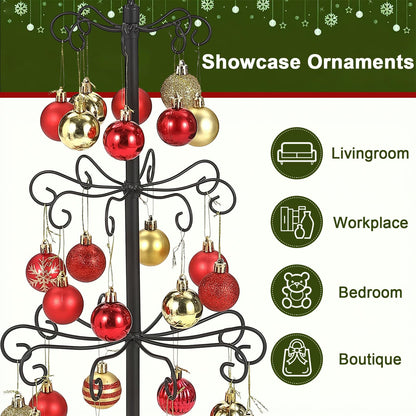Ironlux Ornament Tree Display Stand, 30 Inch Tabletop Metal Ornament Display Tree , Black Ornaments Hanger Stand, 4 Tier Scroll Tree Rack for Easter Christmas Ornaments Displays