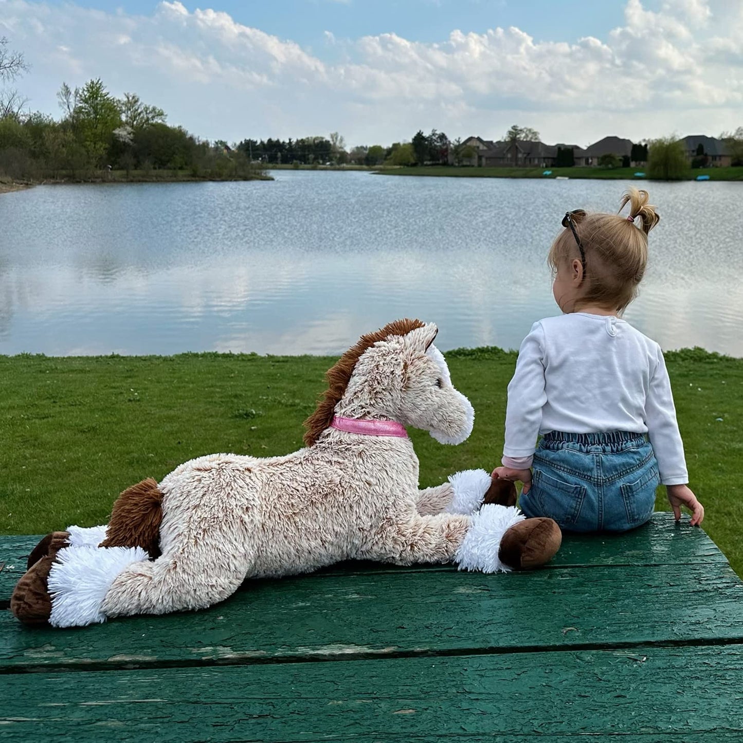Tezituor 3ft Large Realistic Horse Stuffed Animal, 35.4 Inches Big Stuffed Pony Plush Toys for Ridding, Hugging Soft Horse Plush Theme Body Pillow Christmas Birthday Gift for Boys Girls