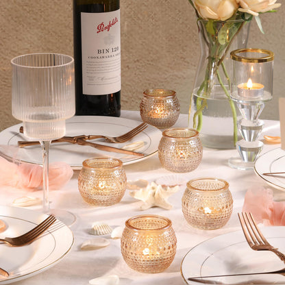 16 Pcs Gold Tea Light Candle Holders, Round Votive Candle Holders with Polka Dot Embossed, Gold Table Centerpiece for Weddings, Home Decor, Baby Shower, Special Occasions