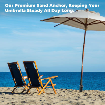 Lcokeiy Beach Umbrella Sand Anchor - Heavy Duty Outdoor Umbrella Holder No Dig Ground Umbrella Base - Sturdy and Reliable 2.3“ Inner Diameter, Black(1 Pack)
