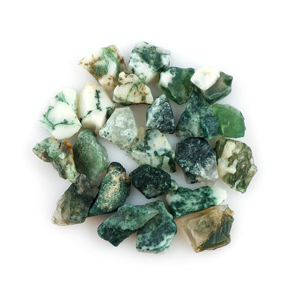 CRYSTALIS 100cts Natural Moss-Agate Polished Raw Crystals, Loose Gemstone Wholesale Bulk Rough Jewelry Making Supply, Chakra And Healing Raw Stones, Wire Wrapping, DIY, Tumbling, Gem Collection