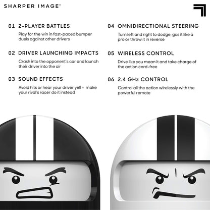 Sharper Image Road Rage Remote Control Cars, Mini RC Speed Ejector Bumper Cars, 2 Player Head to Head Battle Game with Ejecting Drivers, Sounds & Lights, Fun Indoor Kids Toys for Ages 6 and Up