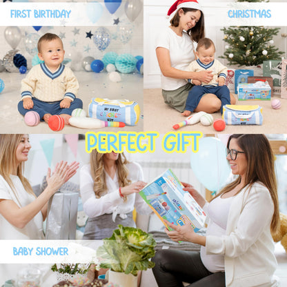 My First Cricket Kit | Mini Cotton Soft Plush Toy | Gift 0 to 18 Months Baby | 3 Soft Sensory Cricket Balls – Rattle, Crinkle, Squeaker & 1 Rainbow Rattle Cricket Bat | Safe, Fun, Educational