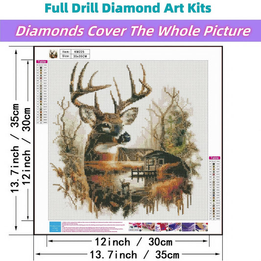 JYXSJYYD 5D DIY Deer Diamond Art Kits for Adults,Diamond Paintings Kits for Beginners,Paint By Diamonds Dot Full Drill Gem Art Crafts,Home Wall Decoration 13.8x13.8 Inches.