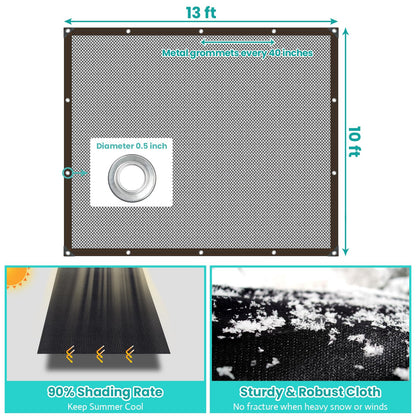 Riare 90% Black Shade Cloth- 10 x 13 FT Sunblock Garden Shade Cloth, Sun Shade Mesh Tarp with Reinforced Grommets for Greenhouse, Garden, Patio, Backyard, Plants, Pergola, Chicken Coop