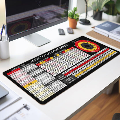 Music Theory Reference Mouse Pad – Circle of Fifths, Chord Builder & Intervals Table for Piano, Guitar & Music Students, Essential Computer Accessories for Study, Work, and Reference Purposes KMH