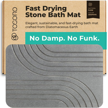 TOSORO - Stone Bath Mat Diatomaceous Earth Shower Mat Non-Slip Super Absorbent Diatomite Stone Bath Mats for Bathroom Floor Quick Drying Natural Easy to Clean (23.5 x 15) - Graphite