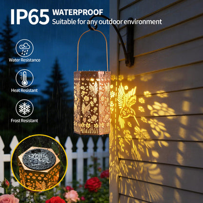 Hummingbird Solar Lanterns Outdoor Waterproof, Birthday Gifts for Women Mom Grandma, Hanging Solar LED Lights for Garden Decor Outside, Metal Lantern for Yard, Patio, Backyard, Porch