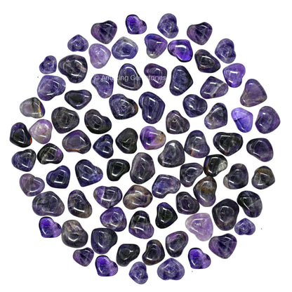 Amazing Gemstone Amethyst Stone Heart - Pack of 10 Crystal Heart Stones Rocks - Corazones De Piedra Crystals and Healing Stones Heart Shaped Crystal - Stocking Stuffers Gifts