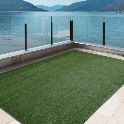 iCustomRug Synthetic Grass Rug – 6 x 12ft Lawn Green Turf Carpet for Patios, Yards, Boats, Camping – Indoor/Outdoor Use