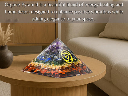 Amazing Gemstone Large Orgone Pyramid | Natural Chakra Pyramid Crystal | OM Orgonite Pyramid | Organ Pyramids Positive Energy Healing