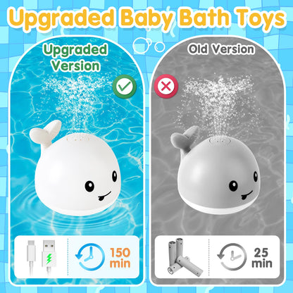 Baby Bath Toys for Kids Ages 1-3, Pool Water Toys for Baby 1 2 3 Year Boy Girl, Whale Bath Toy Sprinkler Light up Bath Toys for Babies 6-12 Months, Toddlers Bathtub Toys Baby Birthday Gifts