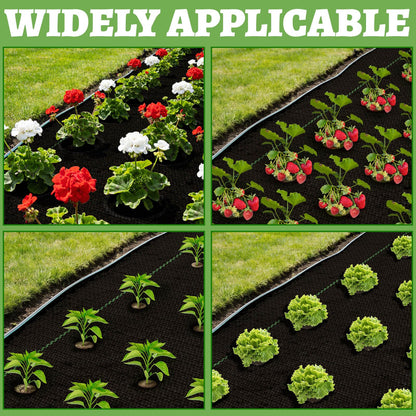 Garden Weed Barrier Landscape Fabric with 132 Planting Holes – 4ft x 33ft Woven Geotextile Fabric,Driveway Fabric,Durable Weed Control Mat with 20 Securing Pegs for Flower Beds, Vegetable Gardens